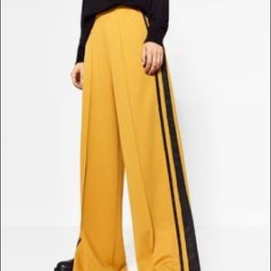 ZARA Yellow blk pants wide leg